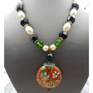 Vintage SARAH COVENTRY Red Enamel Flower Necklace – Vintage Bead Necklace